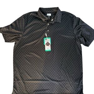 Greg Norman Collection Black Polo with Subtle Pattern